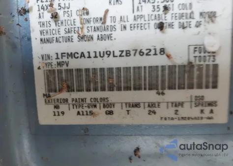 1990 Ford Aerostar from USA, damaged, VIN 1FMCA11U9LZB76218